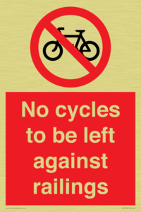 No cycles to be left against railings
